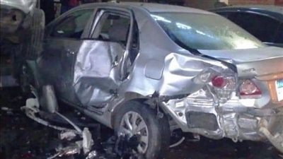 تهشم سيارة شقيقة وزير السياحة الأسبق في حادث تصادم بكرداسة