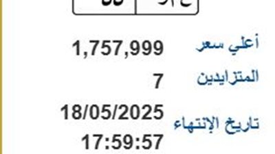 عمو 55.. لوحة مرور مميزة بسعر 1.7 مليون جنيه