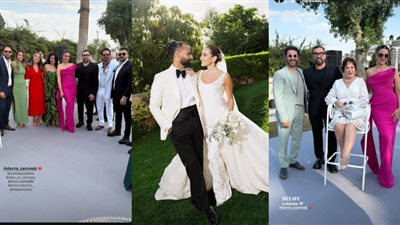 أحمد حلمي ولميس الحديدي ودرة.. حضور فني كثيف في حفل زفاف أمينة خليل والمصور أحمد زعتر | صور