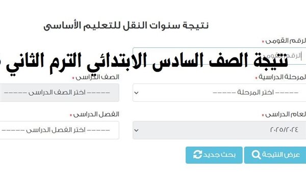 نتيجة الصف السادس