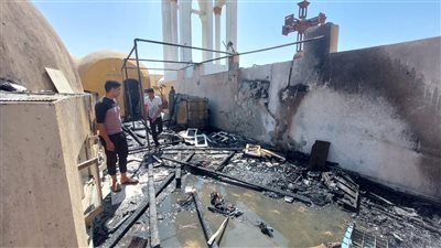 رئيس مدينة إسنا يتفقد موقع حريق كنيسة السيدة العذراء