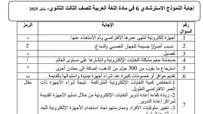 رابط رسمي من الوزارة… إجابات النماذج الاسترشادية للصف الثالث الثانوي 2025 pdf