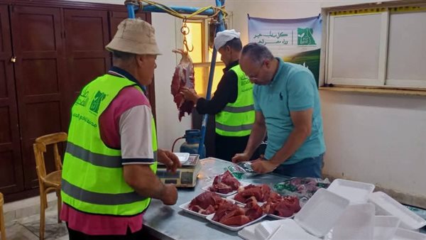 جانب من توزيع لحوم