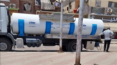 توفير سيارات مياه لمدينتي السلام 1 و2 بالسويس بسبب انخفاض منسوب الترعة