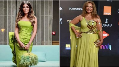 إنجي المقدم وليلى علوي بنفس اللون على السجادة الحمراء بمهرجان الجونة السينمائي (صور)