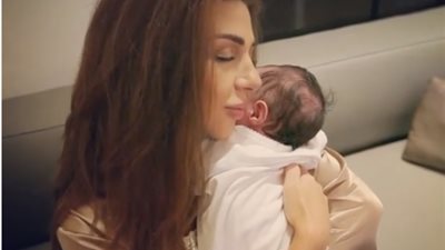 الظهور الأول لمولود ميريام فارس الثاني (فيديو)