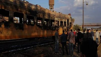 اندلاع حريق فى عربة السكة الحديد بورش أبوغاطس بالقاهرة