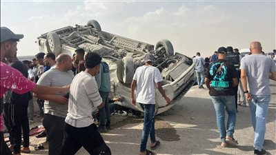 ارتفاع عدد المصابين في حادث انقلاب سيارة تقل عمالًا بطريق العين السخنة إلى 15 مصابًا