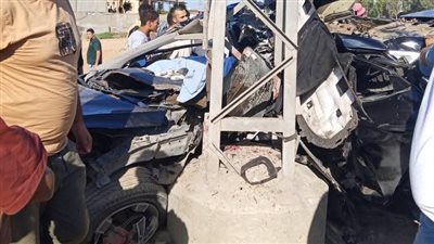 مصرع شخصين في اصطدام سيارة ملاكي بعمود كهرباء بالمنوفية