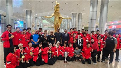 وفد من وزارة الرياضة يستقبل أبطال الجودو وألعاب القوى بعد إنجازاتهم القارية