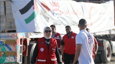 المديرة التنفيذية للهلال الأحمر تتفقد العمل بالمراكز اللوجستية للجمعية بالعريش| صور 