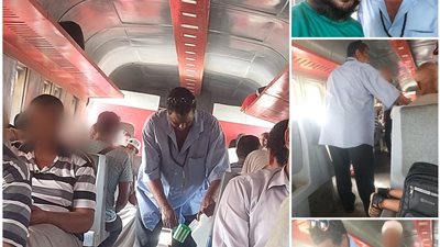 شهامة الصعايدة.. مواطن قناوي يسقي ركاب قطار كامل في عز الحر