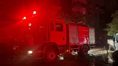 إصابة شخص في حريق داخل عقار سكني بجوار البنك الأهلي في قليوب