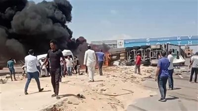 اشتعال وتفحم 11 سيارة.. مصرع شخص وإصابة 19 في حادث تصادم على طريق مطروح الإسكندرية