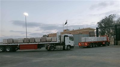 عبور 20 شاحنة مساعدات إماراتية عبر معبر رفح متجهة إلى قطاع غزة