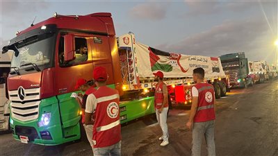 الهلال الأحمر المصري يرسل 2500 طن مساعدات غذائية وإغاثية إلى غزة