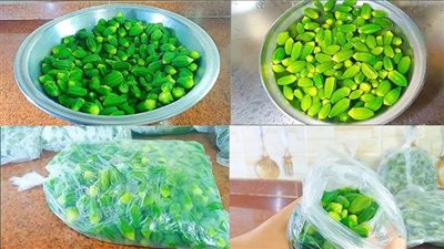 بالماء والليمون| أفضل طريقة لتخزين البامية في البيت.. خضراء من السنة للسنة 