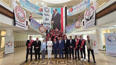 طلاب من أجل مصر يستقبلون زملاءهم الجدد بجامعة شرق بورسعيد الأهلية مع انطلاق العام الدراسي| صور