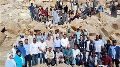 اكتشاف كتل أثرية جديدة وإعادة بناء الصرح الأول لمعبد الرامسيوم بالأقصر