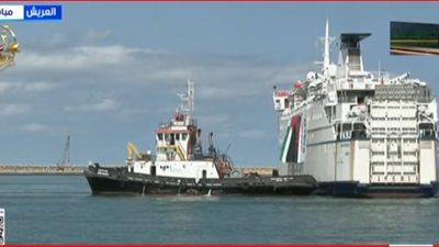 وصول سفينة تركية تحمل مساعدات غذائية لغزة إلى ميناء العريش البحري