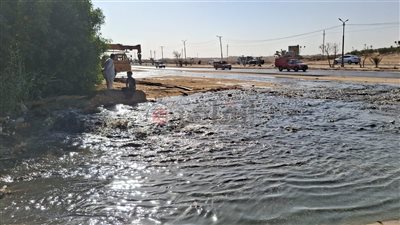 انفجار ماسورة خط الطرد بمحطة كوم أوشيم للصرف الصحي بالفيوم