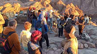 420 سائحا يزورون دير سانت كاترين ويتسلقون جبل موسى 