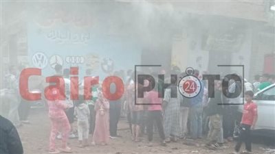 اندلاع حريق بمكتب حجز طيران بقليوب | صور 