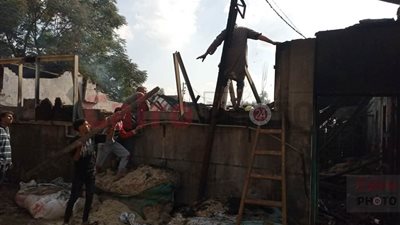 صور لـ آثار الحريق داخل معمل تفريخ بميت العطار ببنها دون إصابات