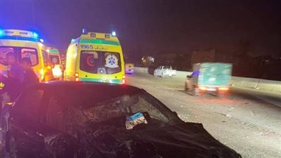 مصرع 3 أشخاص وإصابة 2 آخرين في انقلاب سيارة ملاكي بالمنيا