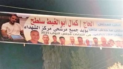 علشان محدش يزعل.. مواطن يرفع لافتة تأييد لجميع مرشحي دائرته بالمنوفية