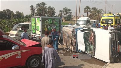 إصابة 5 أشخاص في انقلاب سيارة على كوبري الخزان بالأقصر
