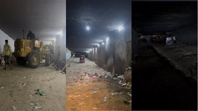 استجابة لـ القاهرة 24.. حي العمرانية يبدأ رفع كفاءة نفق أبو زارع| صور 