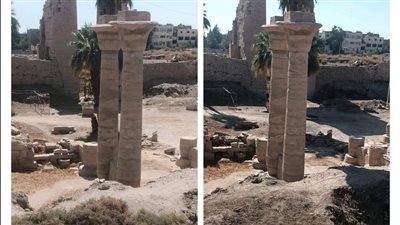 رفع 15 طن مخلفات من طريق الكباش وإزالة الحشائش بمعبد الكرنك في الأقصر| صور