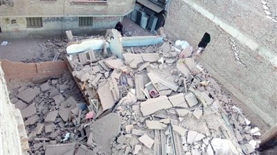انهيار منزل فى المطرية بدون إصابات بسبب أعمال حفر مجاورة (صور)