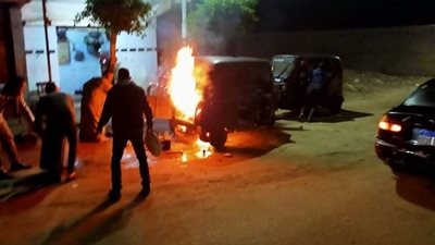 تفحم توك توك بعد اشتعال النيران فيه بالغربية