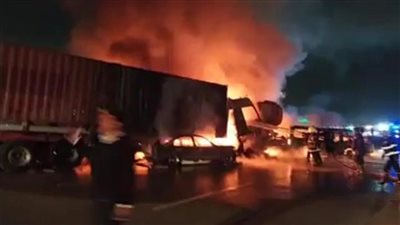 شاهد فيديو وأول صور لـ حادث الدائري الأوسطي في حلوان