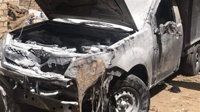 تفحم سيارة ربع نقل في المنطقة الصناعية بالمحلة.. وانتداب الأدلة الجنائية