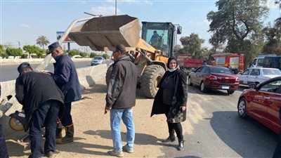 إصابة سائق وآخر في حادث اصطدام سيارة نصف نقل بعمود كهرباء بمدينة قها (صور)