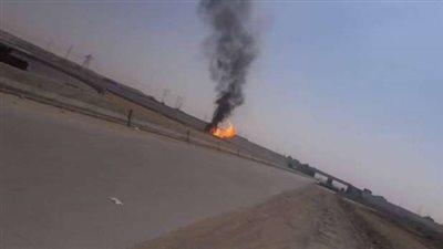 “لودر” يتسبب في اشتعال خط غاز بطريق “القطامية- السخنة”