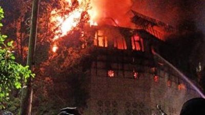 حريق هائل في كنيسة مارمينا في شارع مجمع المدارس بالعمرانية