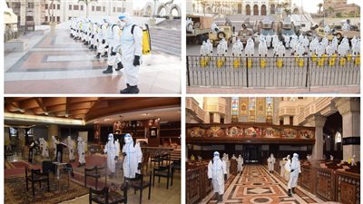 القوات المسلحة تنفذ أعمال التطهير والتعقيم الوقائي بعدد من دور العبادة تزامنا مع الاحتفال بعيد القيامة المجيد (صور)