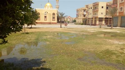 غمر الساحات الخضراء بالمياه لمنع التجمعات في دمياط الجديدة