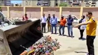 إعدام 315 شيشة في ثالث أيام عيد الفطر بحي الزهور ببورسعيد (صور وفيديو)