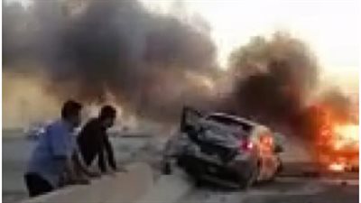 إصابة رئيس مباحث 15 مايو في حادث مروع واشتعال سيارة مواد بترولية بمدخل الطريق الأوسطي