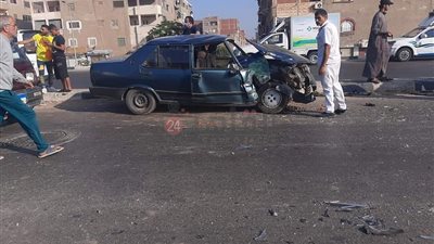 إصابة 6 أشخاص في حادث تصادم 5 سيارات بمدينة السلام (صور)