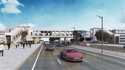 رفع الجسم المعدني لأعرض كباري المشاة في مصر لربط حرمي جامعة عين شمس (صور)