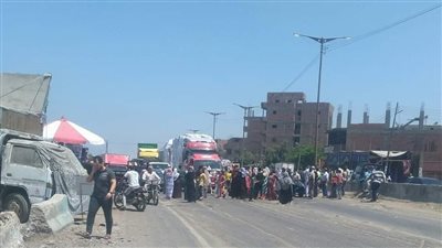 وقفة لأهالي قرية الروضة بالمنوفية للمطالبة بمطبات صناعية (صور) 