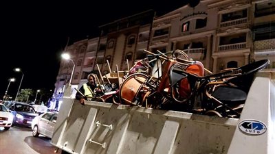 حملة ليلية لإزالة الإشغالات وضبط مكبرات الصوت بدمياط الجديدة (صور)