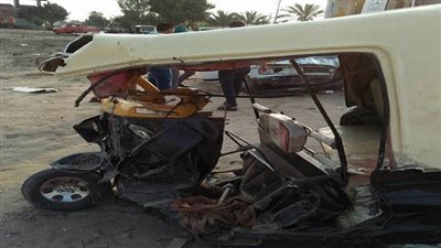 مصرع وإصابة 5 أشخاص في حادث انقلاب توك توك بالبحيرة