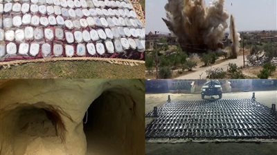 ضبط وتدمير كميات هائلة من السجائر والمواد المخدرة خلال مداهمة الأوكار الإرهابية (صور وفيديو)